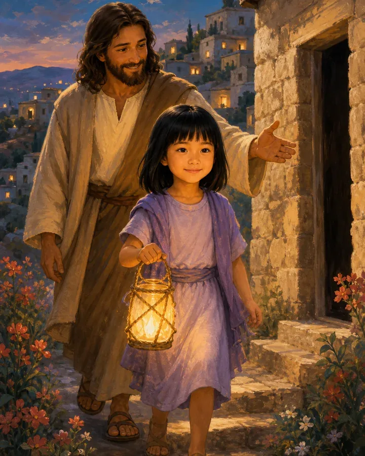 Personalized faith adventure illustration created from a child’s photo