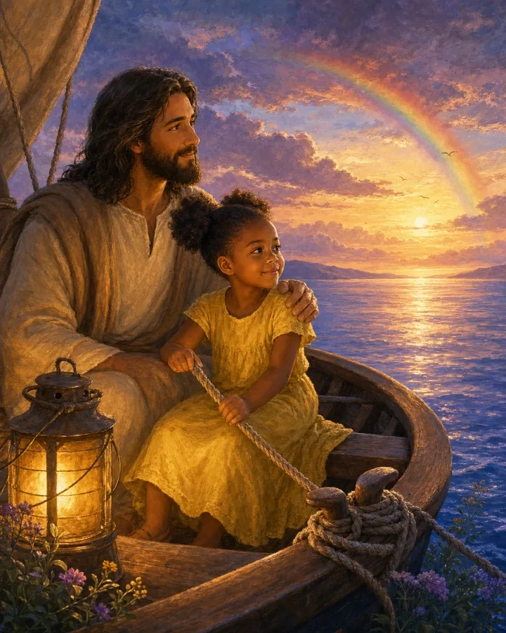 Personalized faith adventure illustration created from a child’s photo
